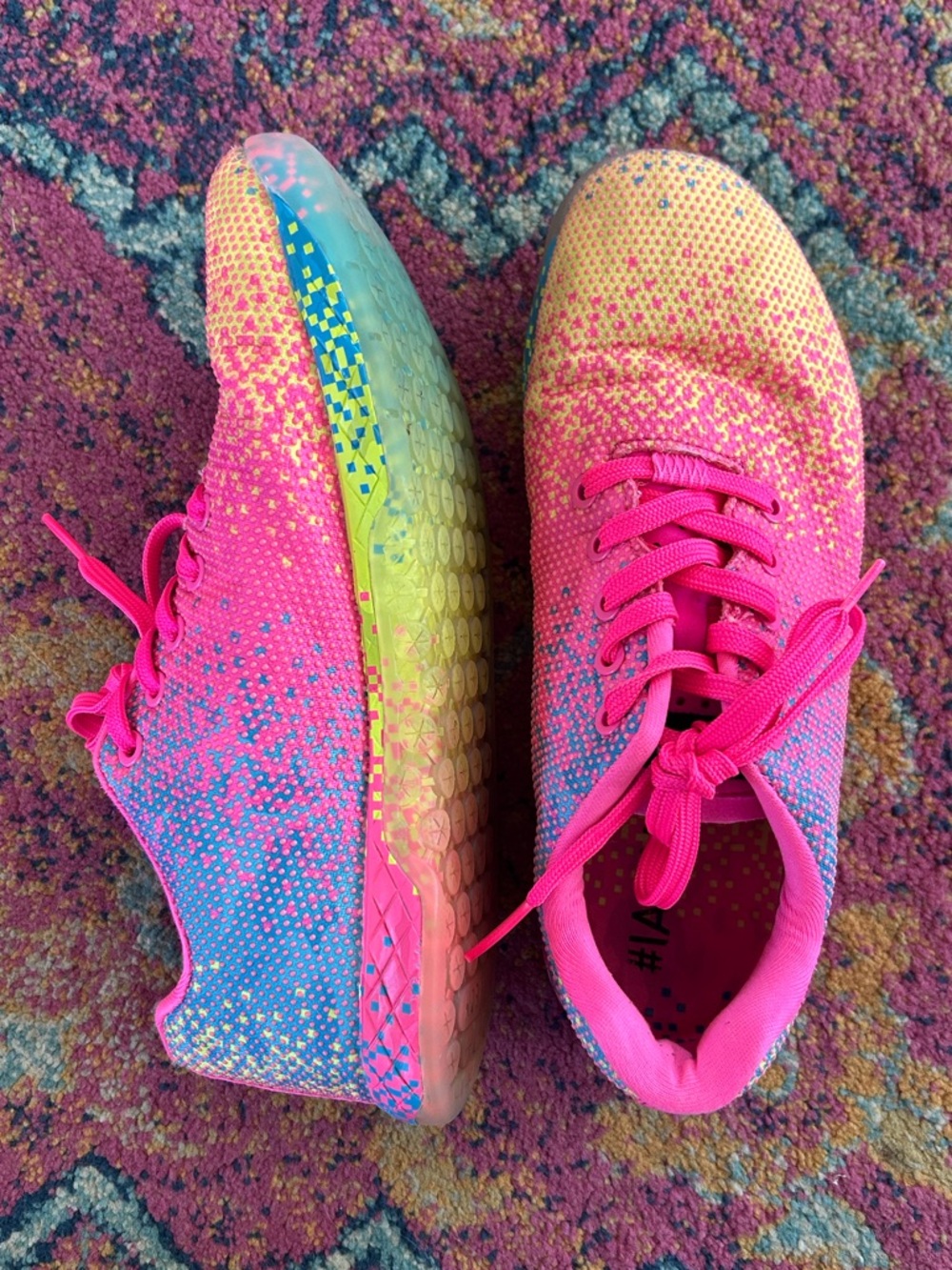 NOBULL | Unisex Bright Pink/Rainbow Glitch Training Shoe Pink Laces Mens 8.5 W10 - Picture 8 of 16
